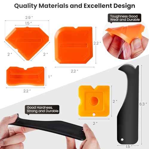 3 in 1 Silicone Caulking Tools£¨Stainless Steelhead), 12pack, Caulk Remover Tool Kit with Replace Silicone Padsgood Pads and Caulk Finishing Tools, Caulking Tool Kit for Kitchen, Bathroom