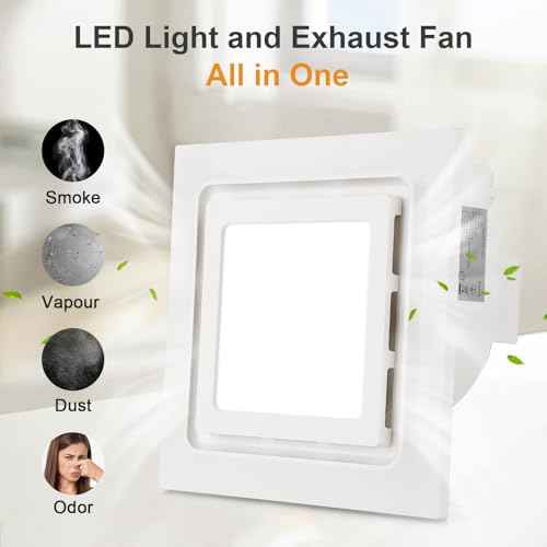 Bathroom Exhaust Fan with Light, Ultra Quiet Ventilation Fan Combo 1.0 Sone 130CFM, 10x10 Ceiling Bath Fan with 1500LM LED Light for Bathroom, Fits 8.3"x8.3" Opening