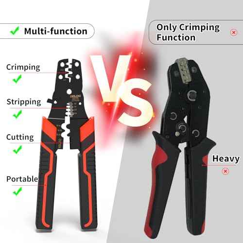 Crimping Tool with Stripper & Terminal Crimper, Multifunctional Wire Crimping Tool for AWG 28-10 Wires and 1.0-2.6 mm©÷ Cable Stripping, Perfect for Network Engineers, DIY Enthusiasts