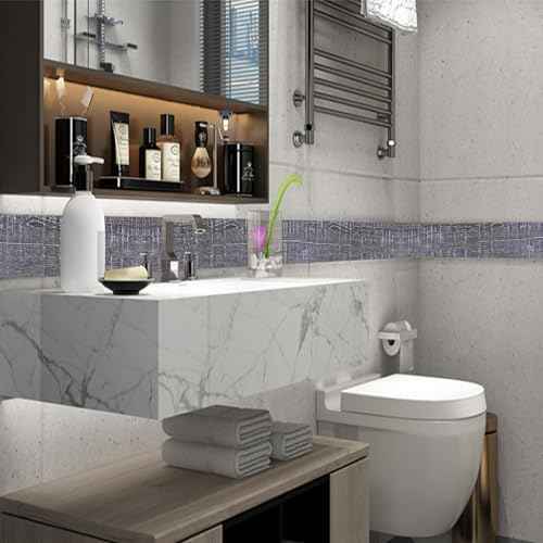 32.8Ft Gray Wood Grain PVC Wallpaper Border, Removable Waterproof Mirror Border Peel and Stick,Bathroom Mirror Frame Border (3.97inch)