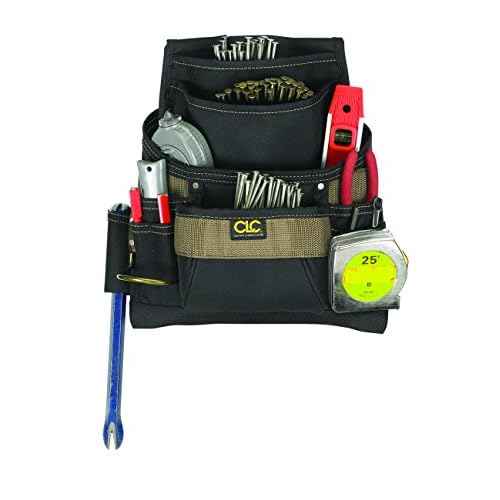 Custom Leathercraft 1620 Tool Bag, 11 Pockets, Steel Hammer Loop , Blue