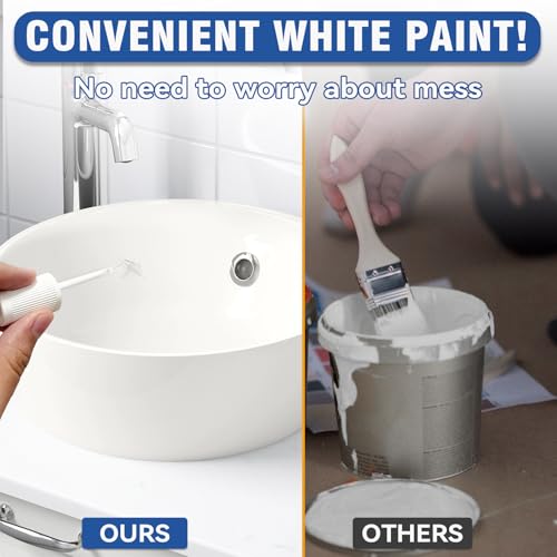 Tub and Tile Paint, White Touch Up Pen for Countertops, Repairs Bathtub, Sinks, and Appliances, Porcelain Paint for Any Scratches Spots