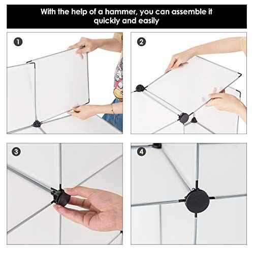 Tangkula 6 Cubes Storage Organizer, DIY Plastic PP Closet Cabinet w/Rustproof Steel Frame, Portable DIY Modular Storage System w/Hammer for Toys, Books, Shoes Indoor Use