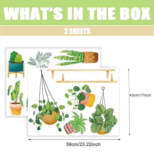 Generic Green Potted Plants Window Clings Wall Decals Peel and Stick Plants Wall Decal Stickers for Bedroom Living Room Wall Stickers Nursery Office Apartment Wall Decor 481