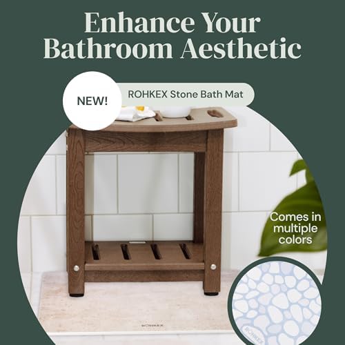 Waterproof Corner Shower Stool - Shower Bench (Dark Brown) - Adjustable Feet for Any Surface - Waterproof Slatted Surface for Efficient Drainage - No Maintenance Needed