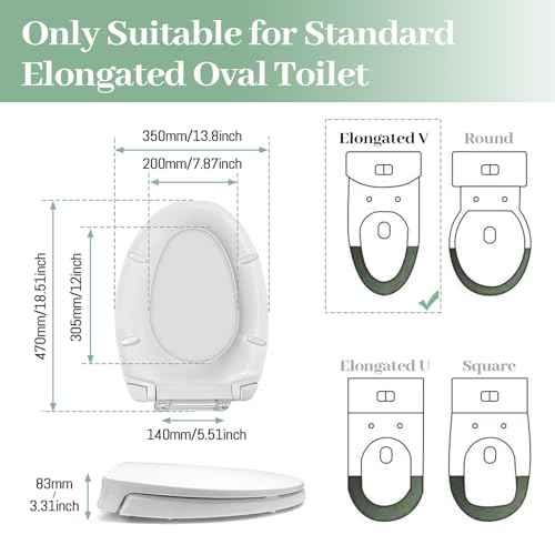 SS114 Elongated Toilet Seat Compatible with TOTO SS113/SS154/SS224/SS204, Traditional Elongated Heavy Duty Toilet Seat with Toilet Seat Bolts and Nut, ?Cotton White
