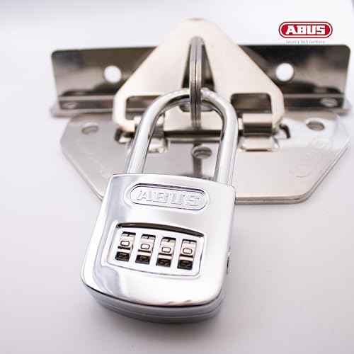 ABUS 160/50HB50 Weatherproof Resettable Chrome Combination Padlock, 4 Dial, with 2" Long Shackle
