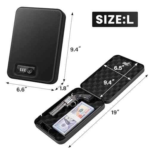 Gun Safe for Pistol Small Portable Handgun Lock Box with Combination Lock, Pistol Safe for Car, Home, Travel, 9.4" x6.6" x1.8",Black