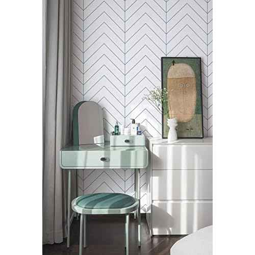 Kitico Peel and Stick Wallpaper Blue and White Geometric Wallpaper Modern Blue Stripe Wallpaper Removable Self Adhesive Wall Paper Waterproof Contact Paper Decorative Home Decoration 17.7"x118.1"