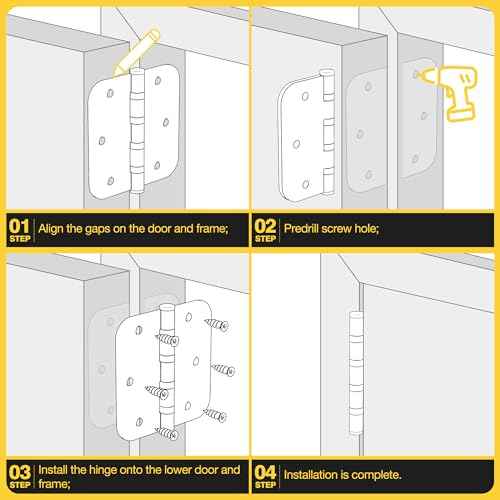 KOLET Ball Bearing Door Hinges, 3.5 Inches Black Door Hinges, 5/8'' Radius Corner Heavy Duty Stainless Steel Hinges, Smooth and Quiet, Non Removable Pin, Matte Black, 6 Pack