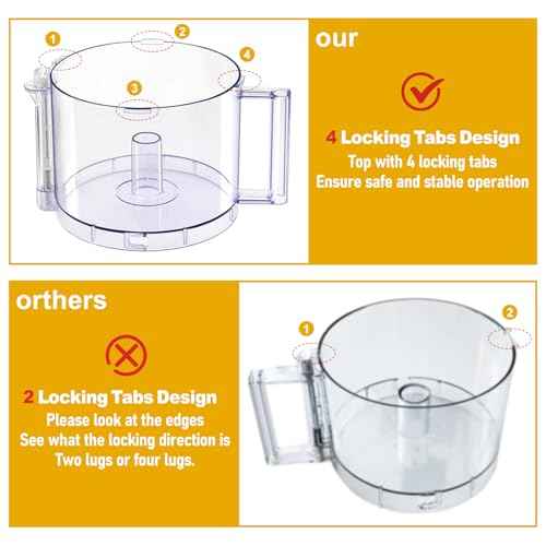 DLC-005AGTXT1 Replacement 14-Cup Food Processor Work Bowl with Gray Handle Compatible With Cuisinart DFP-14, for Cover DFP-14NWBCT1 NOTE: 4 Tabs on Top Rim of Workbowl