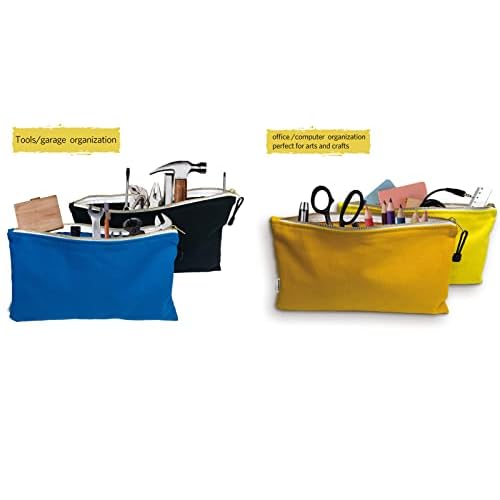 8 Pack Canvas Tool Bag Zipper Pouch - Heavy Duty 16 oz. Canvas Tools Utility Pouches, Multipurpose Storage Organizer Tote Bags with Dependable Metal Zippers, 12.5 x 7-Inch
