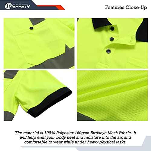 JKSafety 3 Pack Hi-Vis Safety Daily Work Construction Polo Shirts for Men for Women Polos de construcci?n de seguridad hv (066-3P-YNavy, L)