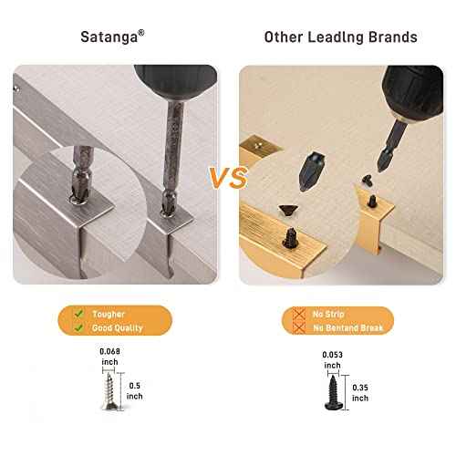 Satanga Edge Finger Tab Pull for cabinets Kitchen Concealed Drawer pulls Aluminum Flat Hidden Back Mount Door Handle for Home Pack of 10 Modern Brushed Nickel 11.81" Overall Length Easy Installation