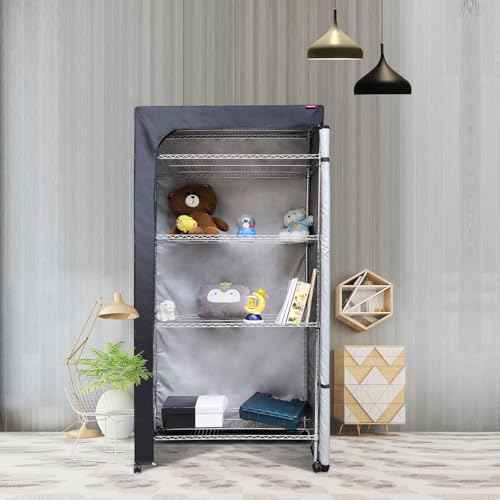 Shelf Cover for Wire Rack and Shelving Unit, 36" W x 14" D x 54" H, Dustproof Two-Way Zipper Design for Easy Access (Black, No Shelves)