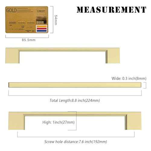 Amerdeco 10 Pack Brushed Gold Cabinet Pulls 7.5 Inch(192MM) Hole Centers Kitchen Cabinet Handles Cabinet Hardware Kitchen Handles for Cabinets Cupboard Handles Drawer Pulls ZH0060