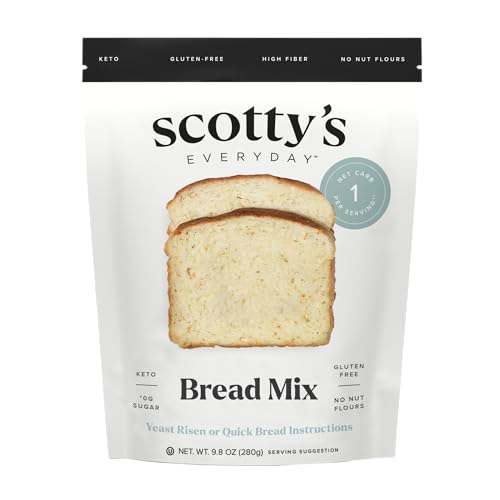 Scotty's Everyday -Keto Bread Low Carb Mix - 1g Net Carbs, 0g Added Sugar, Gluten-Free, High Fiber - No Nut Flours - 9.8oz, Pack of 1
