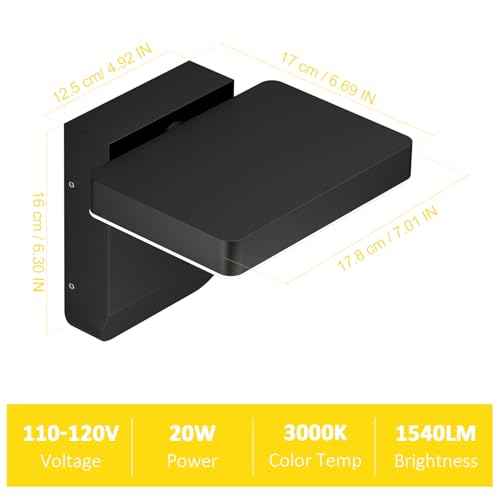 Modern Outdoor Rotatable Wall Light 350¡Æ Adjustable Head Wall Lighting Black LED Wall Sconce Exterior Light for House Porch Garage IP65 Waterproof, 3000K