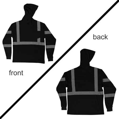 VENDACE Safety Reflective High Visibility Long Sleeve Shirts ANSI Class 3 Hi Vis Construction Work T Shirts for Men with Hood
