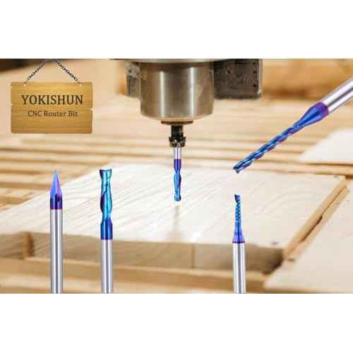 5PCS CNC Router Bits Set 1/4 inch Shank Spiral Carbide End Mill Multipurpose Router Bits for Engraving Sign Making Grooving Slots and Mortises