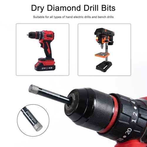 9 Pack Premium Diamond Drill Bit Set - Versatile Tools for Precise Drilling on Porcelain, Ceramic, Glass, Marble, and More