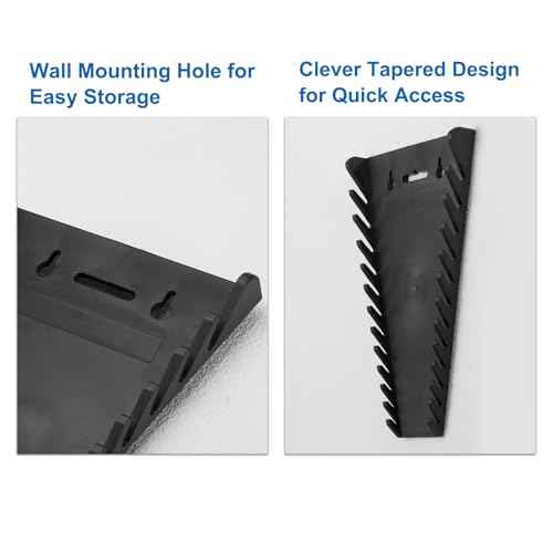 HARFINGTON 4pcs Magnetic Wrench Organizers, 12-Slot Each Wrench Holder, Wrench Rack Tray Storage For Tool Box, For Wrenches with Size SAE:1/4" - 15/16" Metric 6mm-24mm, Black,Green