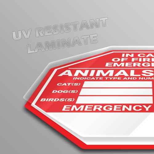 Pet Rescue Sticker Fire Safety - 4 Pack of Window Door Stickers - Save Our Pets Emergency Pet Window Decal - Dog Cat Pet - 3 Animal Rescue Designs to Choose from - 5 Inch Decals (Emergency Stop Sign)