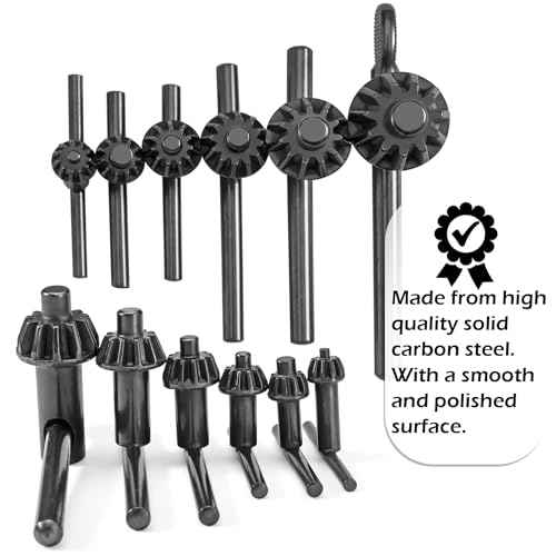 Replacement Drill Chuck Key Wrench Electric Drill Clamping Tool Heavy Duty Solid Carbon Steel Thumb Handle Chuck Key (Chuck Diameter: 3/4" / 5/8" / 1/2" / 3/8" / 1/4" / 5/32") - 6 Sizes