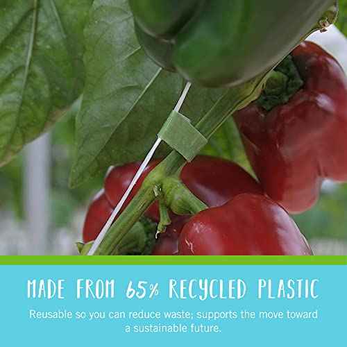 VELCRO Brand VEL-30088-AMS Garden Pre-Cut 45pcs ONE-WRAP Plant Ties Suitable for Tomatoes Flowers or Vegetables in Raised Beds, 8 in X 1/2 in, Green-Recycled Plastic