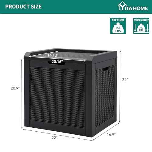 YITAHOME 32 Gallon Rattan Deck Box,Indoor Outdoor Storage Box for Patio Furniture,Pool Accessories, Cushions,Garden Tools, Sports Equipment, Waterproof Resin with Lockable Lid and Side Handles (Black)