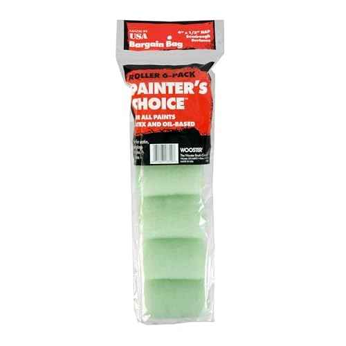 Wooster Brush R271-4 Painter's Choice Roller Cover, 1/2-Inch Nap, 6-Pack, 4-Inch