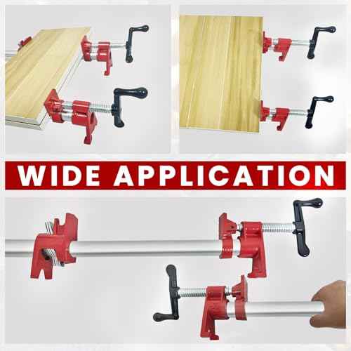 Pipe Clamps 3/4 inch 6 Pack Pipe Clamp with Unique Foot Ideal for Carpentry, Home Improvement, and DIY Projects Wood Gluing Clamps (Red, 3/4 IN)