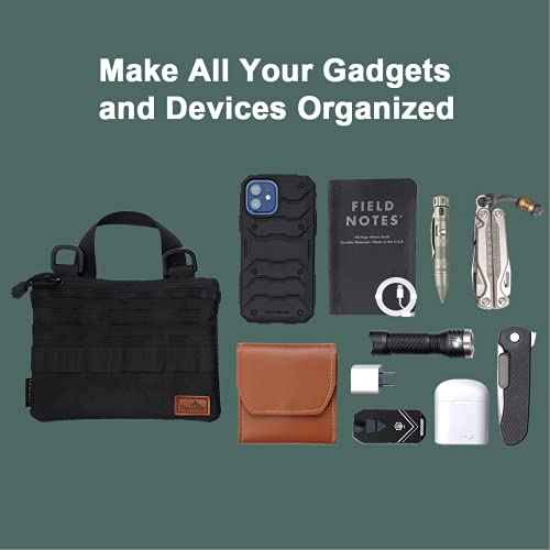 VIPERADE VE5 Slim EDC Pouch with 7 Pockets, Mens Pocket Organizer Multitool Pouch, Mini Crossbody Messenger Bag (No Strap)