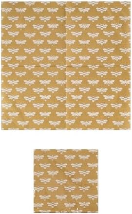 Creative Co-Op Paper Napkins with Bee Pattern, Yellow and White, Set of 50
