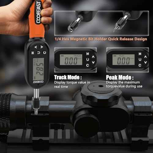 38pcs Torque Screwdriver 1.01-106.2 in-lbs/0.11-12 Nm, 1/4 inch Drive Electronic Digital Torque Wrench Set Vibration with Buzzer/LED Notification for Gunsmithing, Scope Mounting