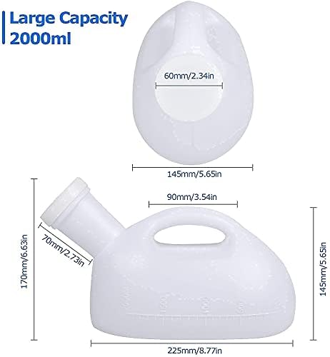 Female Urinal, Urinals for Women, 2000ml Urine Bottle for Women, 3 in 1 Portable Female Urinals, Spill Proof Men's Potty Portable Urinal, 45.2" Long Tube with Lid for Camping Car Travel Pregnant Women