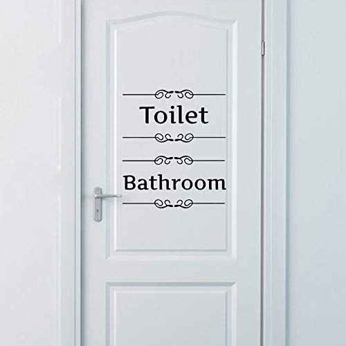 Bestjybt DIY Removable Washroom Toilet Bathroom WC Sign Door Accessories Wall Sticker Home Decor (Bathroom)