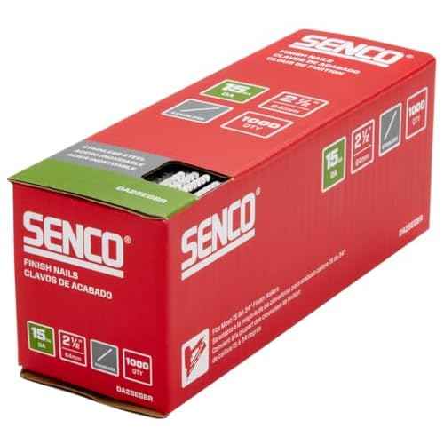 SENCO DA25EGBR 2-1/2" 15 Gauge Angled Finish Nails, Stainless Steel Finish 1,000 Count Pack