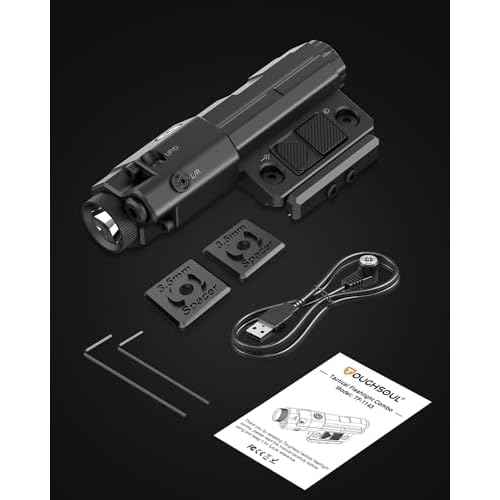 TOUGHSOUL Max 1600 Lumen Rechargeable Red Blue IR Laser Flashlight for AR Rifle - 2 in 1 Picatinny Flashlight and Blue Laser Sight Combo