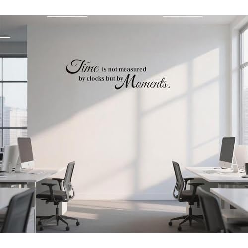 Inspirational Quote Wall Stickers,Time is Not Measured by Clocks But by Moments Motivation Saying Vinyl Removable Wall Decal for Home, Positive Words Wall Decor for School Office