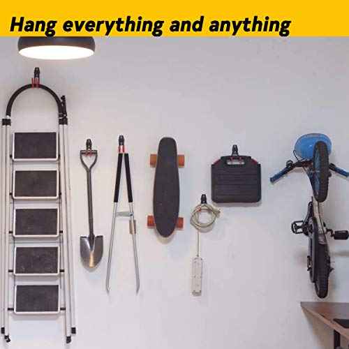 10-Pack Steel Garage Storage Utility Double Hooks, Heavy Duty for Organizing Power Tools, Ladders, Bulk Items, Bikes, Ropes Helmet Skateboard Basketball (Orange)