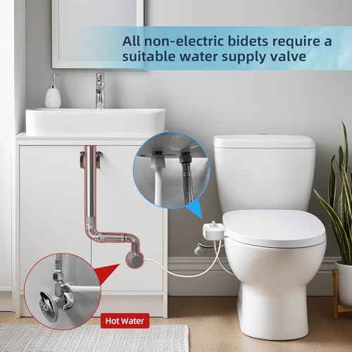 Hibbent Bidet Attachment for Toilet, Self Cleaning Dual Nozzle, Hot & Cold Water Spray Non-Electric Mechanical Bidet Toilet Seat for Rear or Female Washing Sanitizing, Adjustable Water Pressure, White