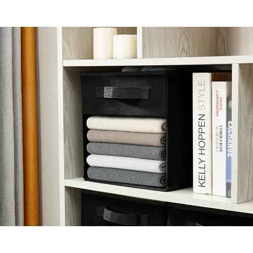 DECOMOMO Storage Bins, Cube Storage Bin with Window, Fabric Storage Cubes for Shelves (11" / 6pcs, Black)