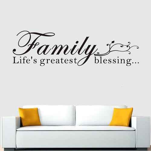 Inspirational Family Wall Stickers for Bedroom: Home Quotes Motivational Vinyl Art Wall Decals for Living Room Kitchen Apartment Bathroom - Family Life's Greatest Blessing 25" X 7"