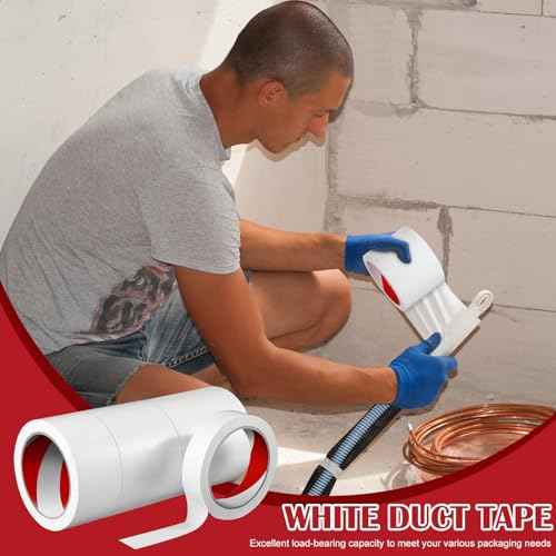4 Pack Duct Tape White Heavy Duty 1inch 2inch 3inch 4inch*50ft Waterproof Outdoor Adhesive Tape Industrial Grade Duct Tape Strong Adhesive, No Residue for Home Improvement Indoor and Outdoor