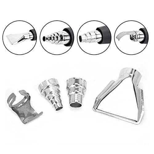 TOPINCN Hot Air Gun Accessories, Heat Gun Nozzles Attachments Stainless Steel Heat Gun Nozzles Kits Soldering Brazing Equipment Silver