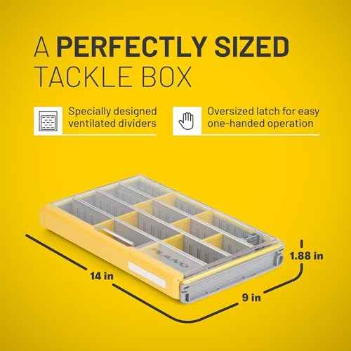 Plano EDGE 3700 Premium Tackle Utility Box, Gray and Yellow, Stackable Organizers, Waterproof, Rust-Resistant Bait and Tackle Storage