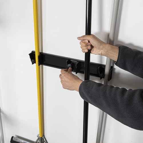 Restaurantware 17.7 Inch Snap-In Design Mop Holder, Black Plastic, 3 Customizable Slots, Screws Included