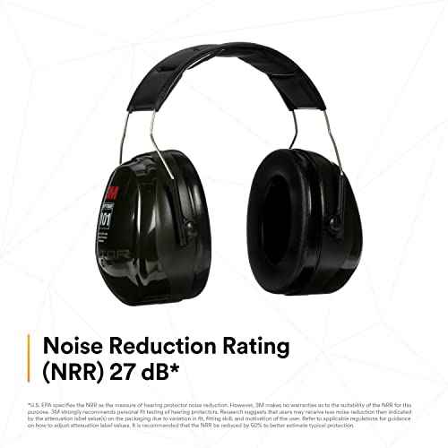 3M - CASH7A Peltor Optime 101 Over-the-Head Earmuff, Hearing Protection, Ear Protectors, NRR 27dB Green