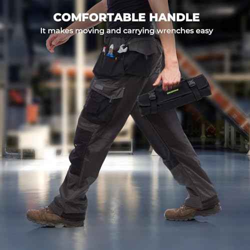 Heavy-Duty Canvas Wrench Roll | 19+1 Pockets Wrench Organizer Bag, Portable All-in-One Wrench Roll Up Pouch for Mechanics & DIYers | Ideal Father's Day Gift for Men